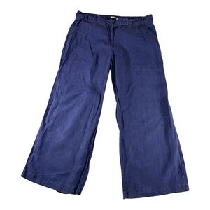 Max Studios Navy Blue Wide-Leg Linen Pants - 12